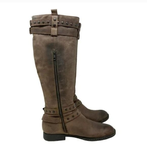 Born Gwynn Harness Knee High Brown Leather Double Buckle Riding Boots - Size 6.5 - Picture 4 of 10